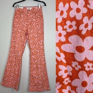 Cotton On | NEW Pink Orange Flower Original Flare Jeans y2k Festival Rave 6